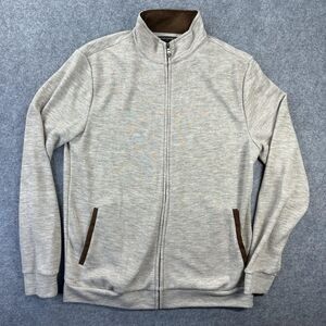 Banana Republic Jacket Mens Medium Gray Full Zip Knit Bomber Stand Collar Casual